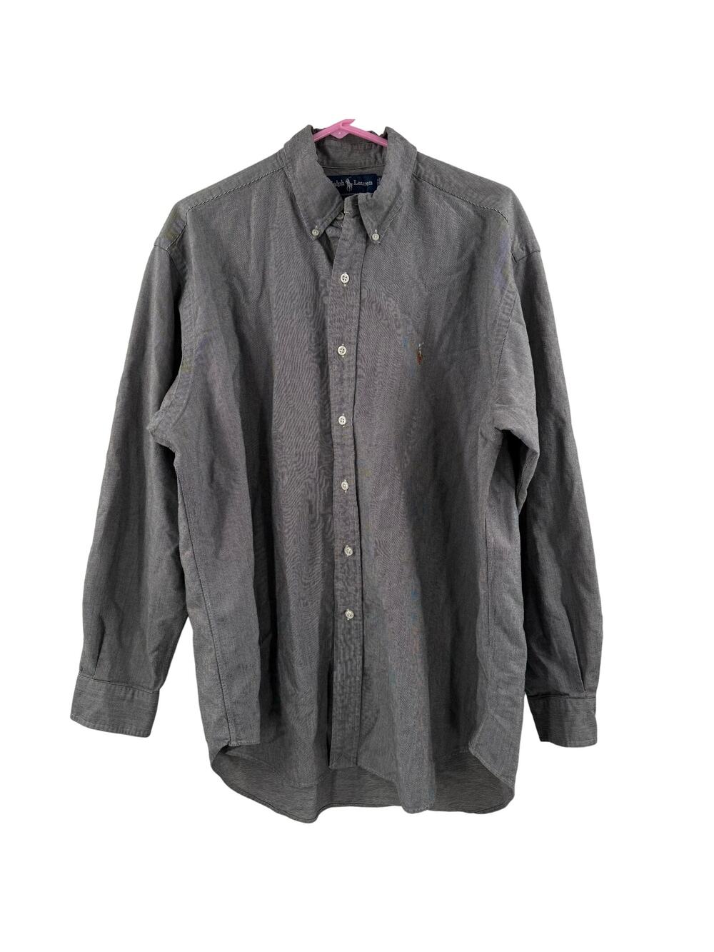 RALPH LAUREN Blake Button Down Shirt Men's Large Plaid 100% Cotton Black Check
